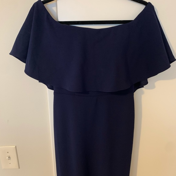 Anthropologie BHLDN Navy Blue Dara Off the Shoulder Maxi Dress - Picture 4 of 9